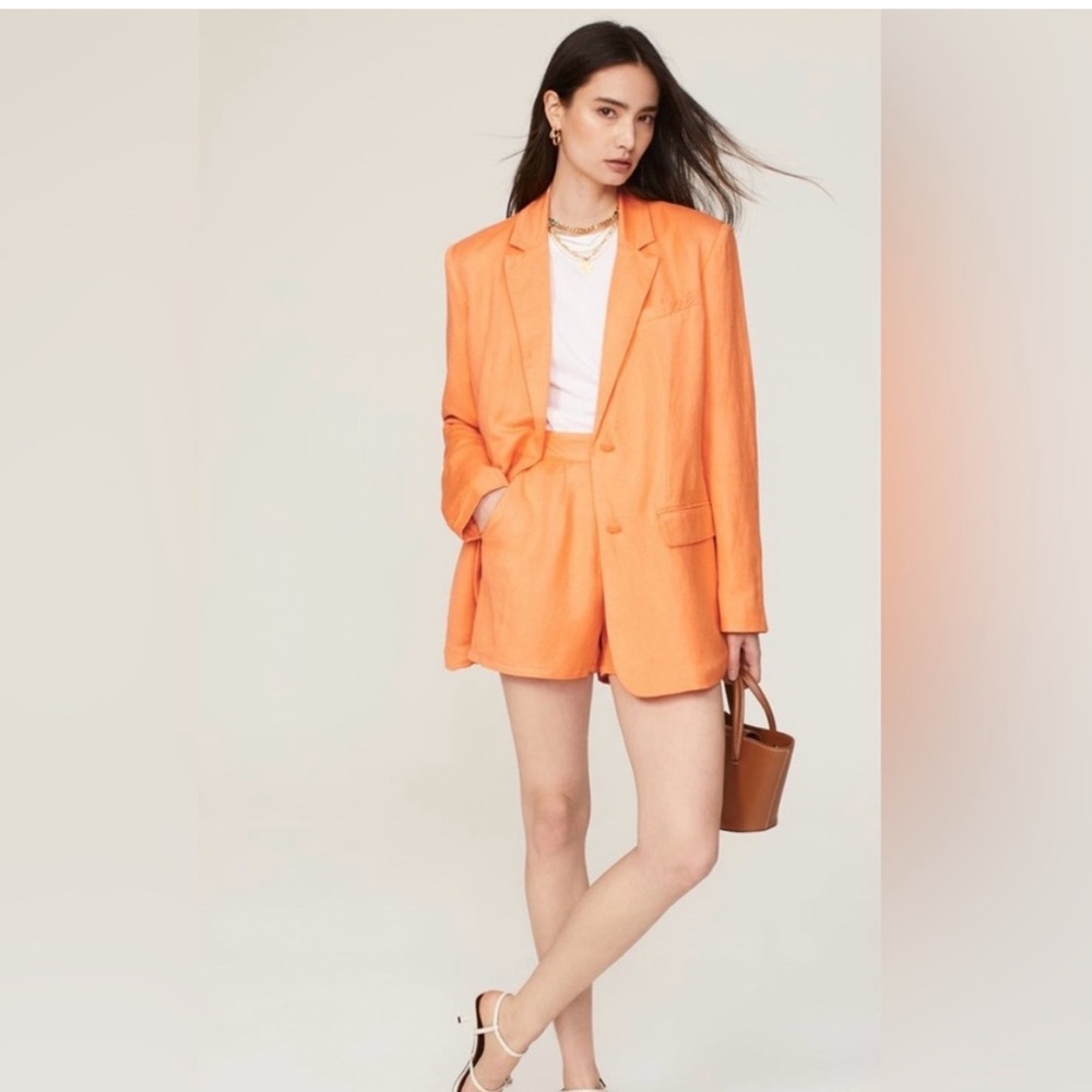 Ashley park x RTR Vibrant oversized Orange Blazer and Shorts Set size small #97